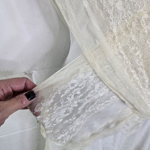 Vtg 70s 80s Steppin Out Boho Hippie Disco Stevie Ivory Lace Dress - Picture 10 of 13